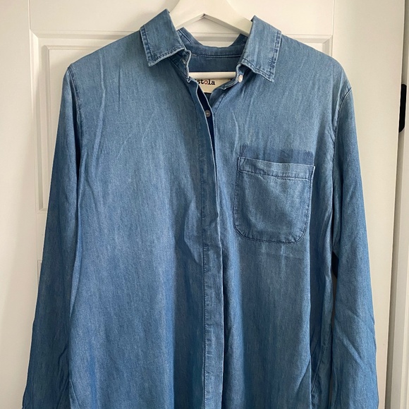 Pistola Medium Blue Lightweight Chambray Denim Blouse Small - Picture 1 of 4